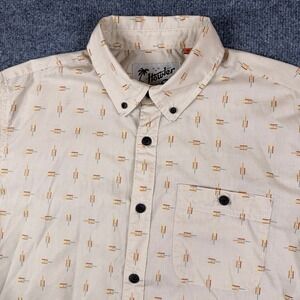 Howler Brothers Mansfield Shirt Mens M Beige Desmond Print Western Button Up